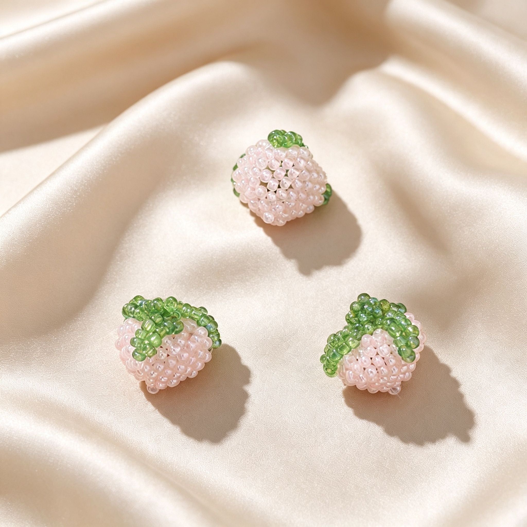 Handmade 3D Beaded Strawberry Charm Pendant | Seed Bead Fruit Charm for Necklace Bracelet Earring