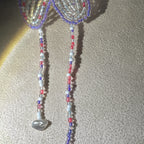 Handmade 3D Beaded Lily Flower Lariat Necklace | Lavender Pink Clear Seed Bead Fairycore