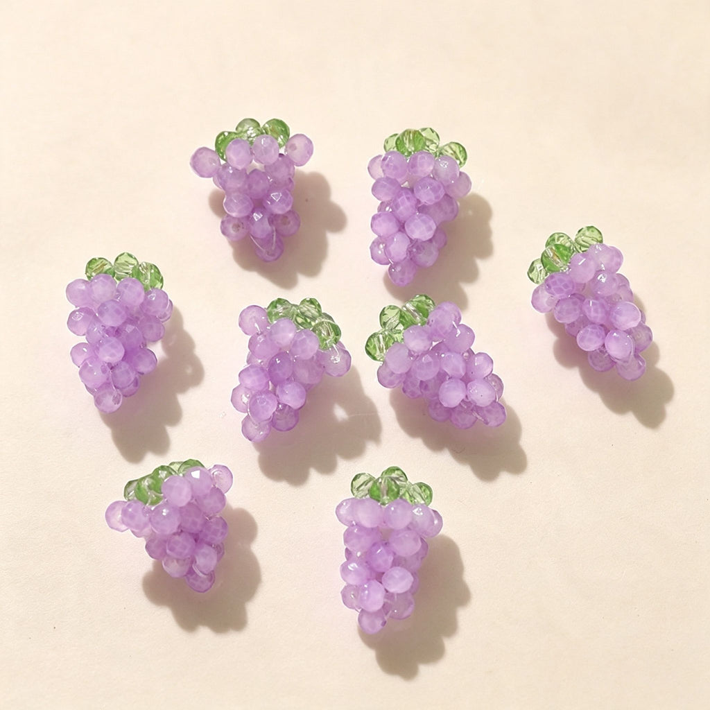 Handmade 3D Beaded Grape Cluster Charm | DIY Keychain Necklace Earring Pendant Pink Purple