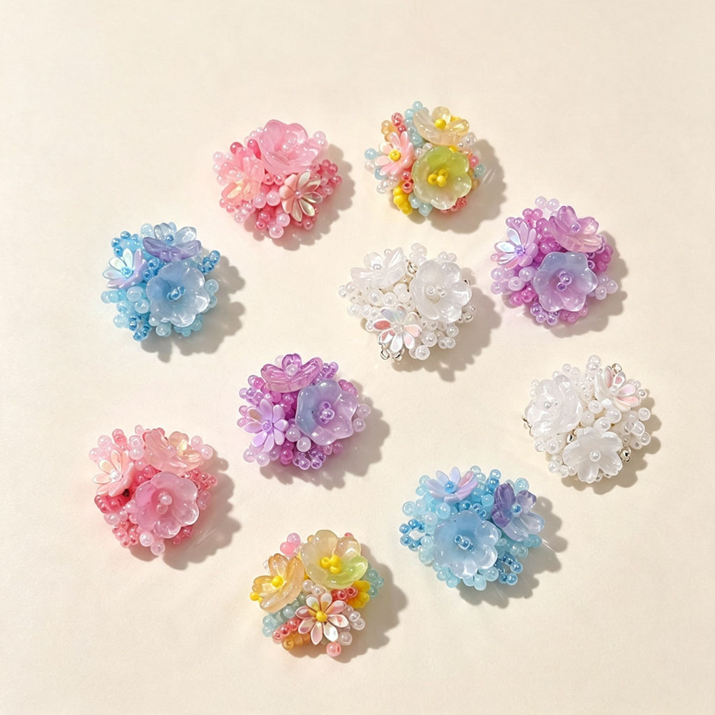 Handmade 3D Layered Resin Flower Charm | DIY Keychain Bag Charm Phone Strap Accessory Pastel