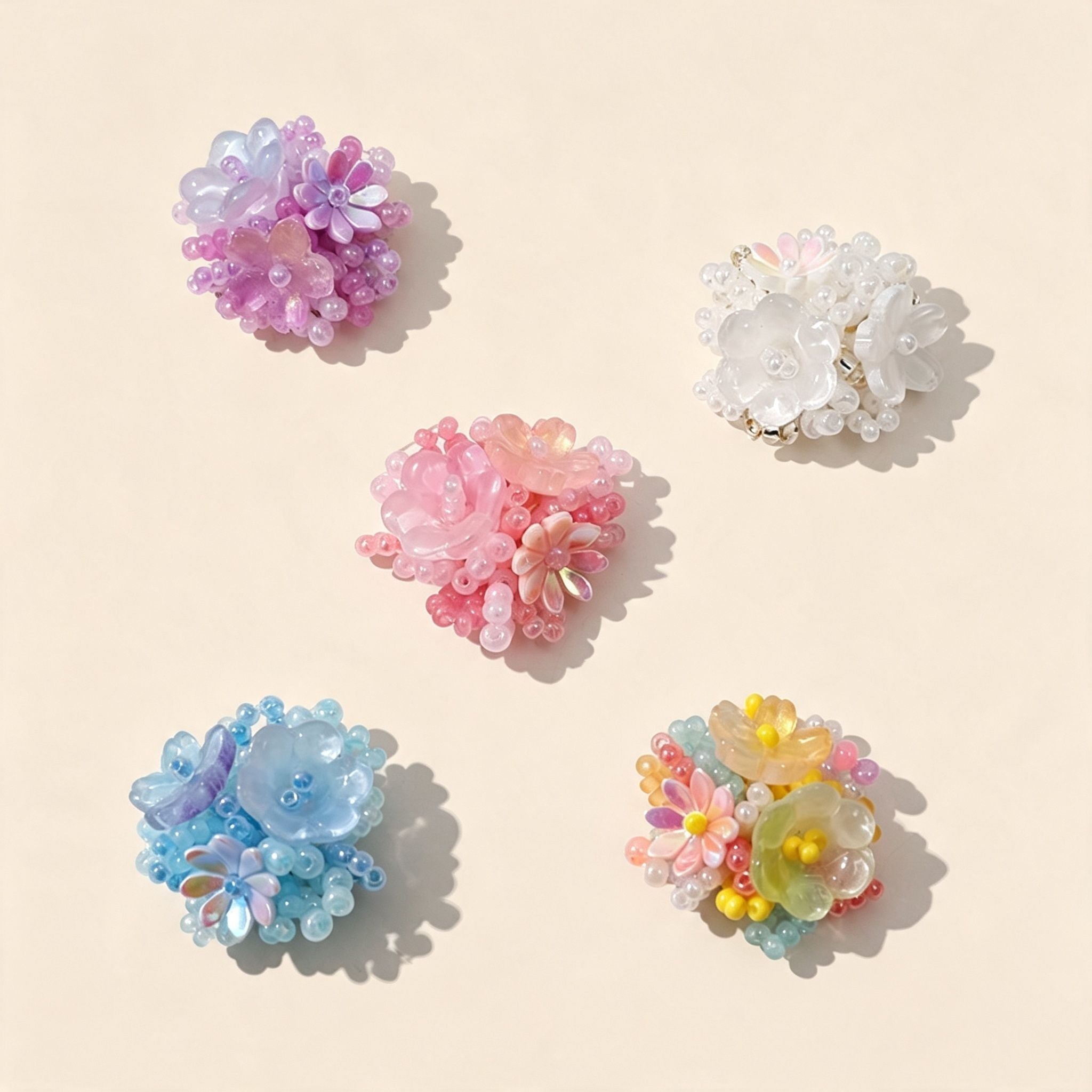 Handmade 3D Layered Resin Flower Charm | DIY Keychain Bag Charm Phone Strap Accessory Pastel