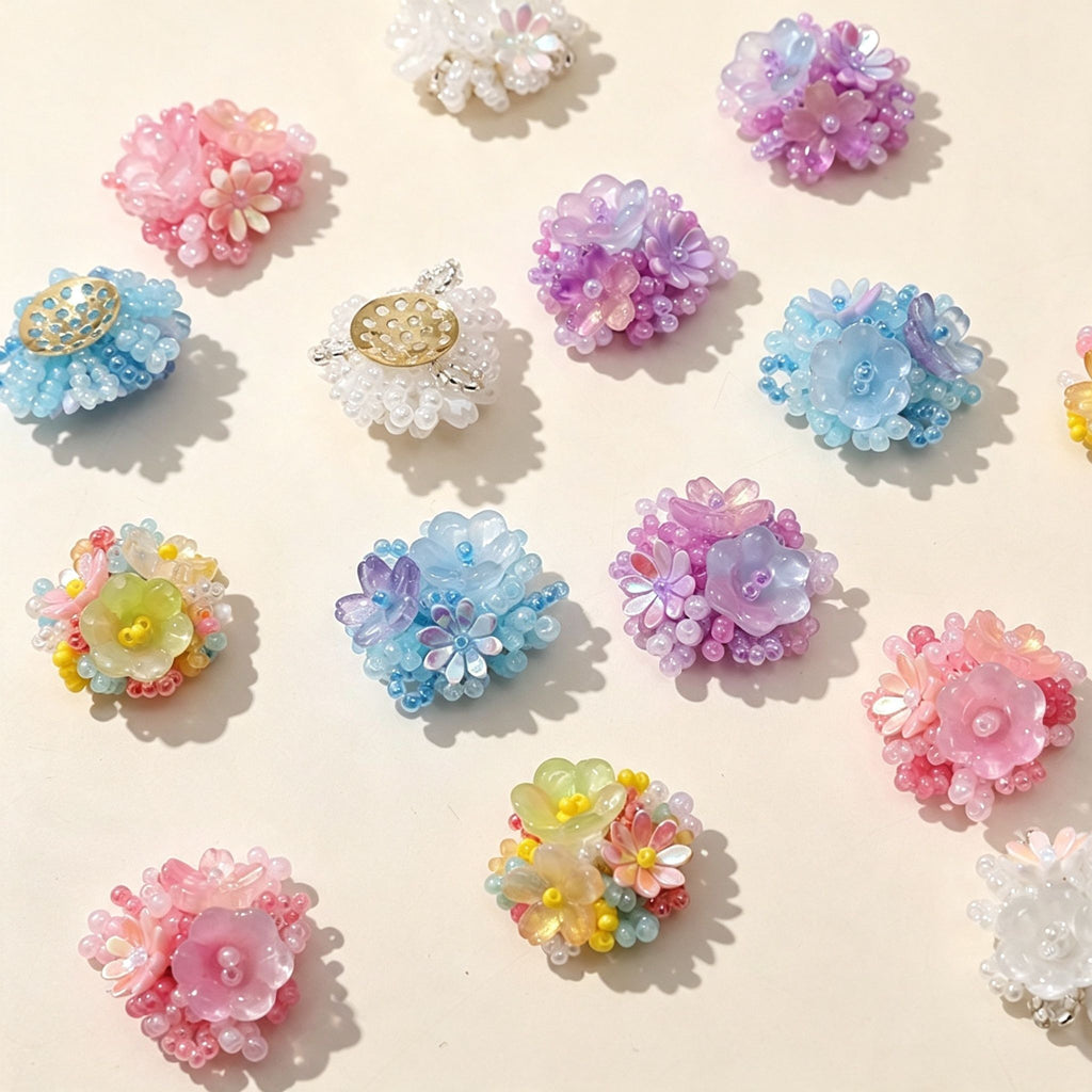 Handmade 3D Layered Resin Flower Charm | DIY Keychain Bag Charm Phone Strap Accessory Pastel