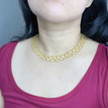 Handmade Gold Seed Bead Lattice Lace Choker Necklace | Wide Diamond Net Collar Elegant Statement