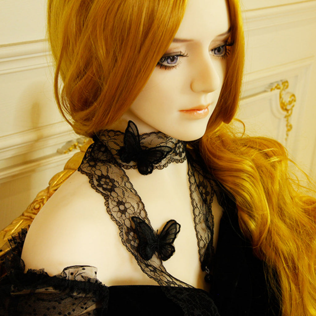 Halloween Black Lace Butterfly Long Ribbon Choker Necklace | 3D Butterfly Floral Lace Scarf Tie Dark Romantic Gothic Victorian Halloween Costume Jewelry Gift