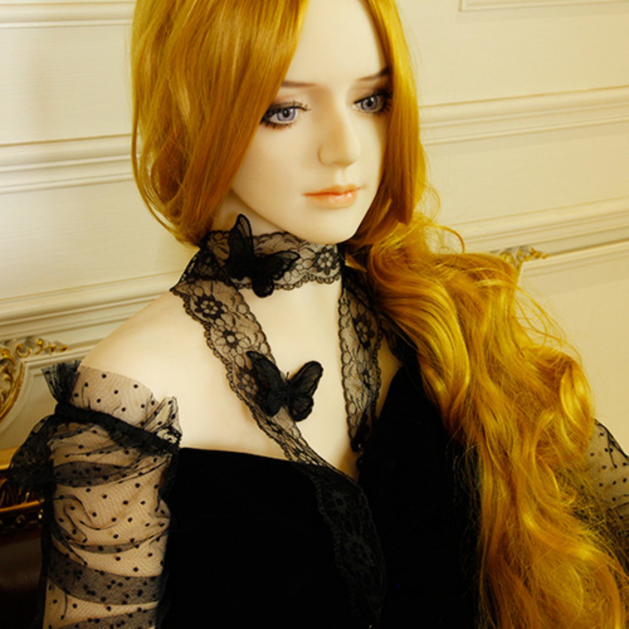 Halloween Black Lace Butterfly Long Ribbon Choker Necklace | 3D Butterfly Floral Lace Scarf Tie Dark Romantic Gothic Victorian Halloween Costume Jewelry Gift