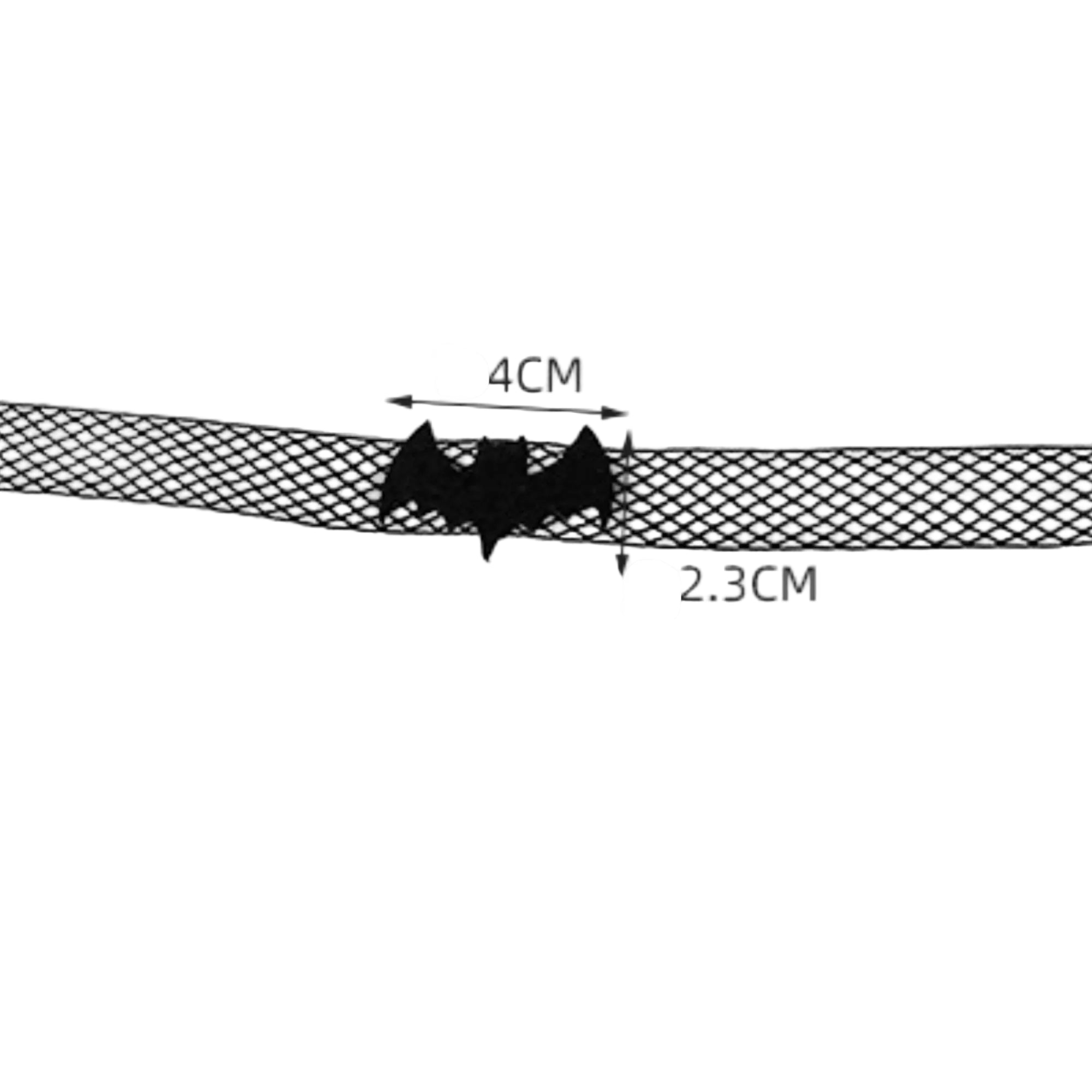 Halloween Black Fishnet Mesh Bat Choker Necklace | Matte Black Bat Center Gothic Vampire Dark Aesthetic Halloween Costume Jewelry Gift