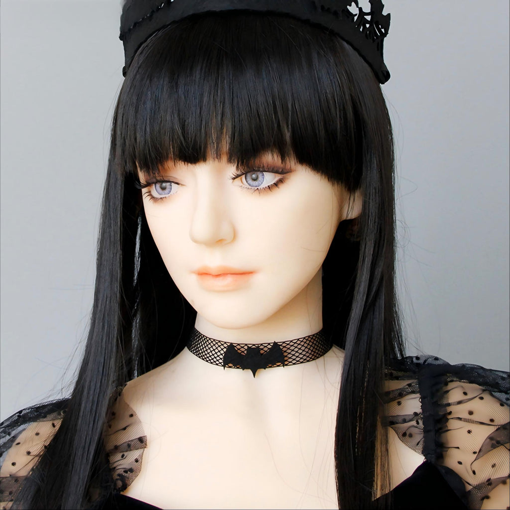 Halloween Black Fishnet Mesh Bat Choker Necklace | Matte Black Bat Center Gothic Vampire Dark Aesthetic Halloween Costume Jewelry Gift