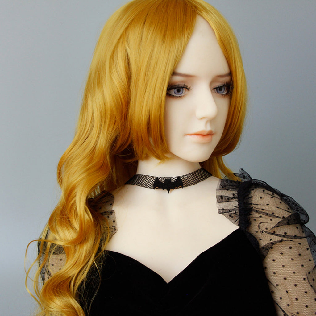 Halloween Black Fishnet Mesh Bat Choker Necklace | Matte Black Bat Center Gothic Vampire Dark Aesthetic Halloween Costume Jewelry Gift