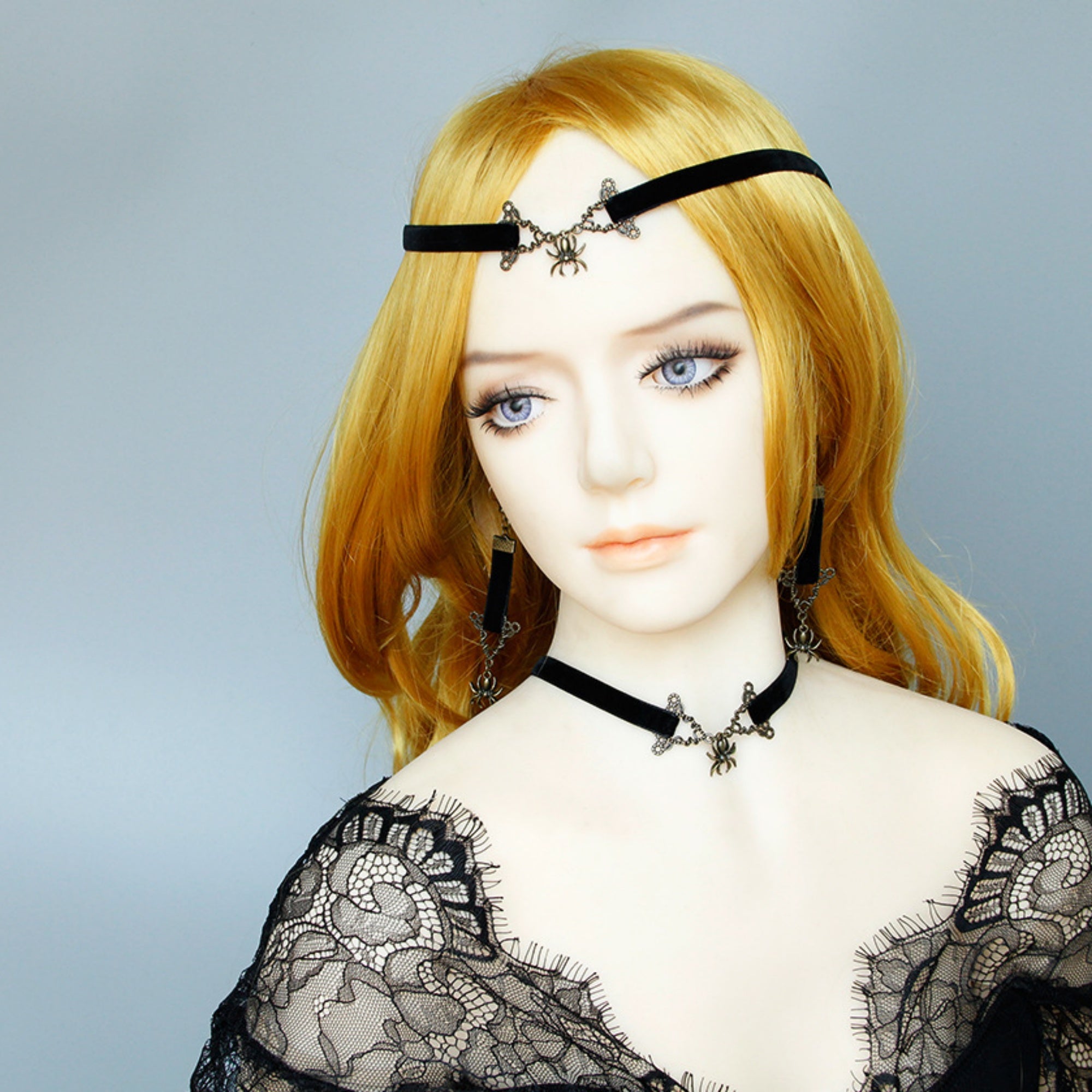 Black Velvet Choker Necklace | Gothic Spider Pendant Y2K Aesthetic Gift for Her | Dark Academia Fairycore Jewelry