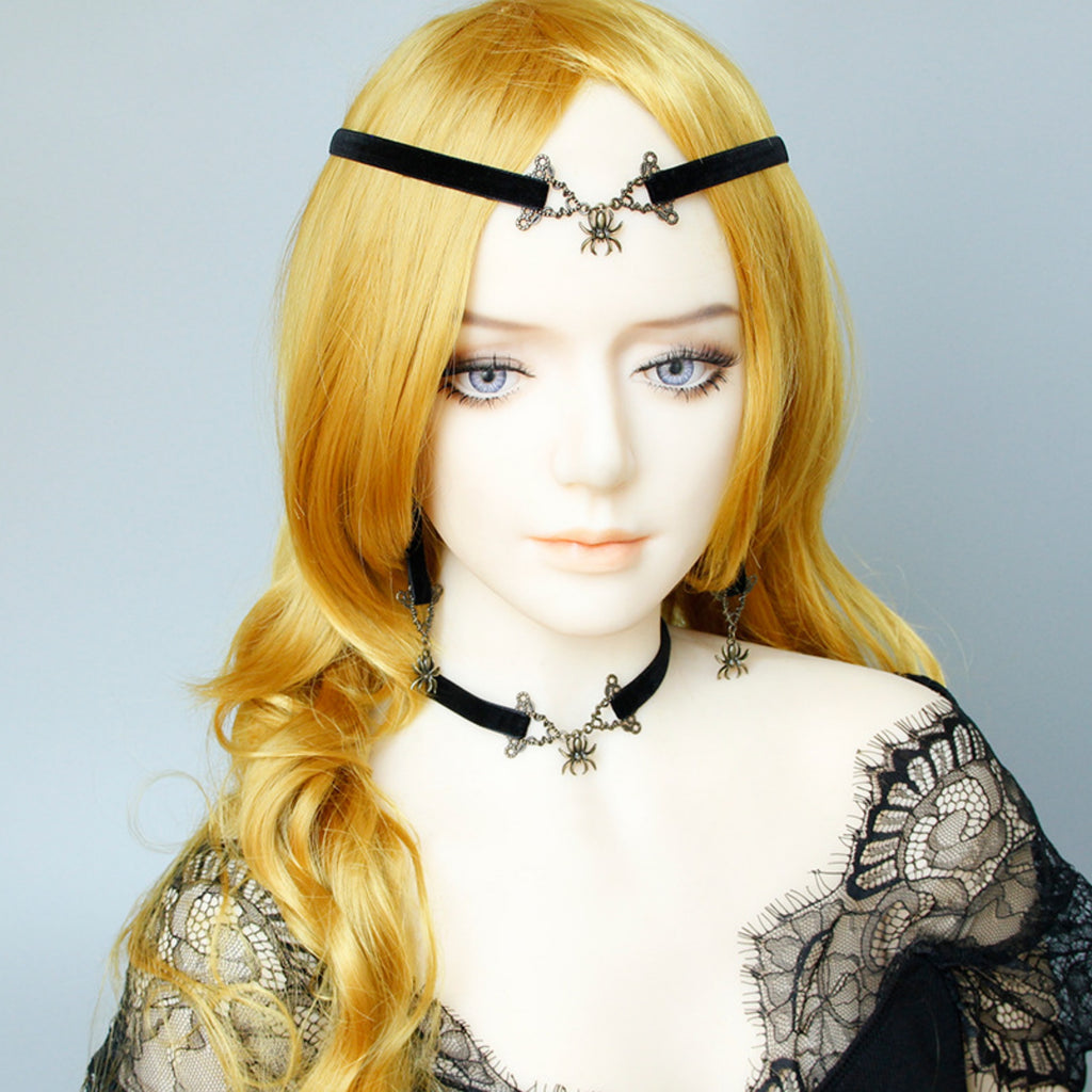 Black Velvet Choker Necklace | Gothic Spider Pendant Y2K Aesthetic Gift for Her | Dark Academia Fairycore Jewelry