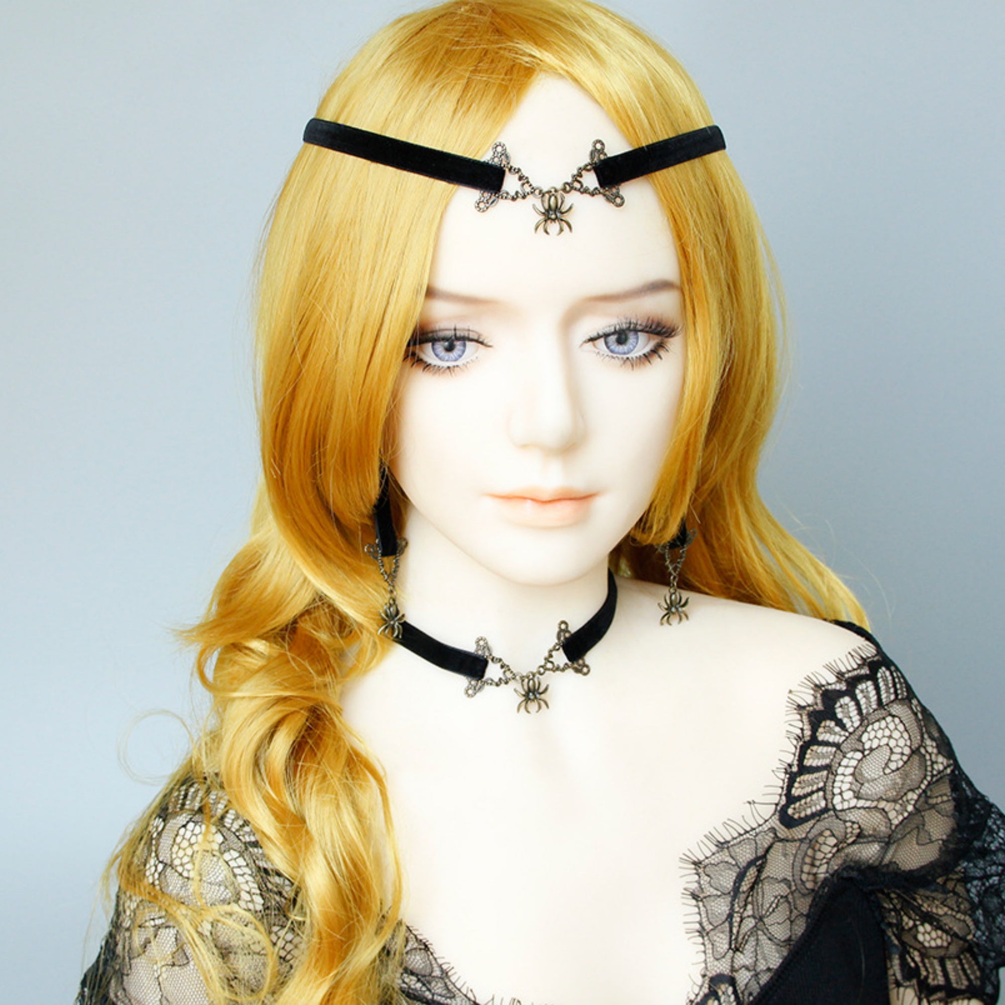 Black Velvet Choker Necklace | Gothic Spider Pendant Y2K Aesthetic Gift for Her | Dark Academia Fairycore Jewelry