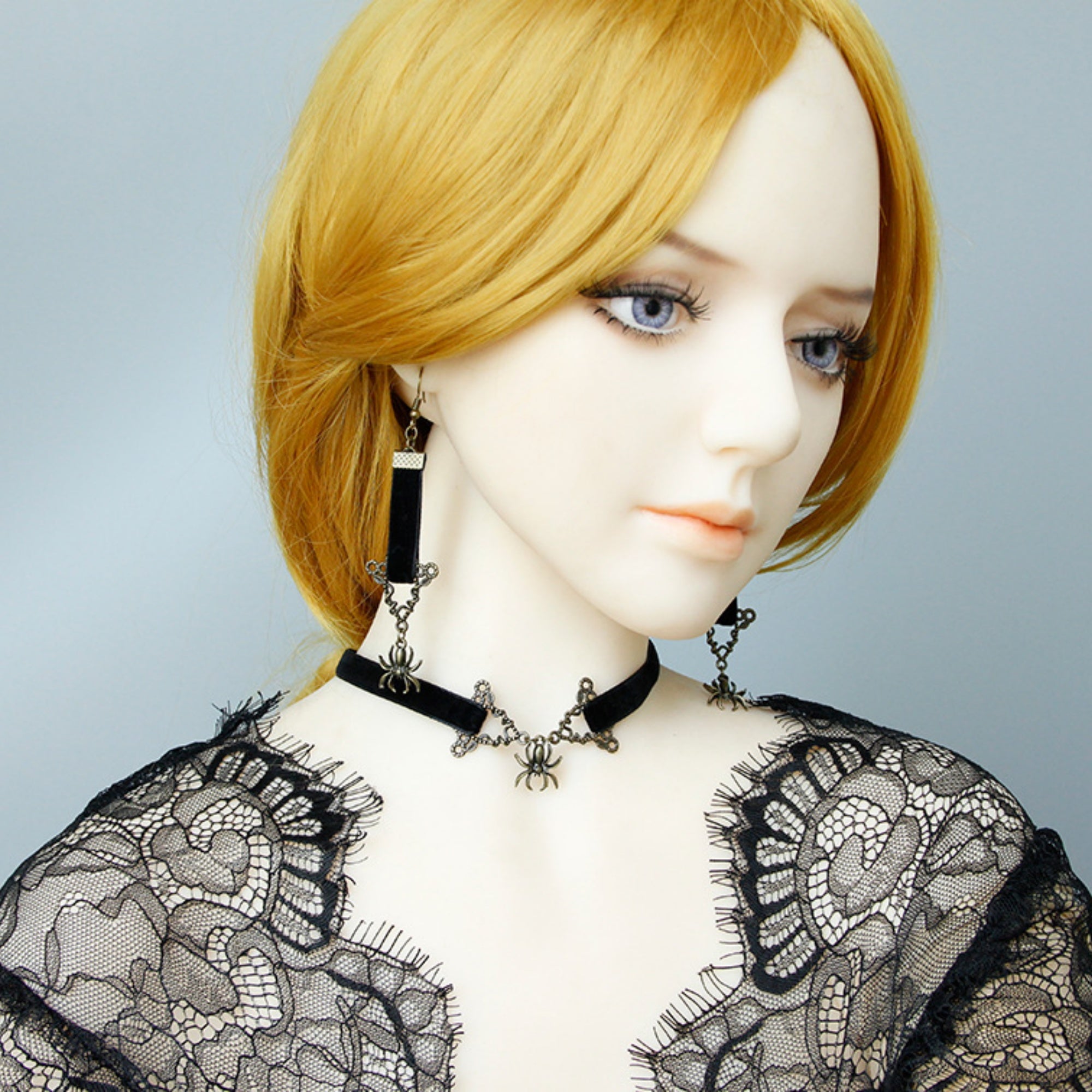 Black Velvet Choker Necklace | Gothic Spider Pendant Y2K Aesthetic Gift for Her | Dark Academia Fairycore Jewelry