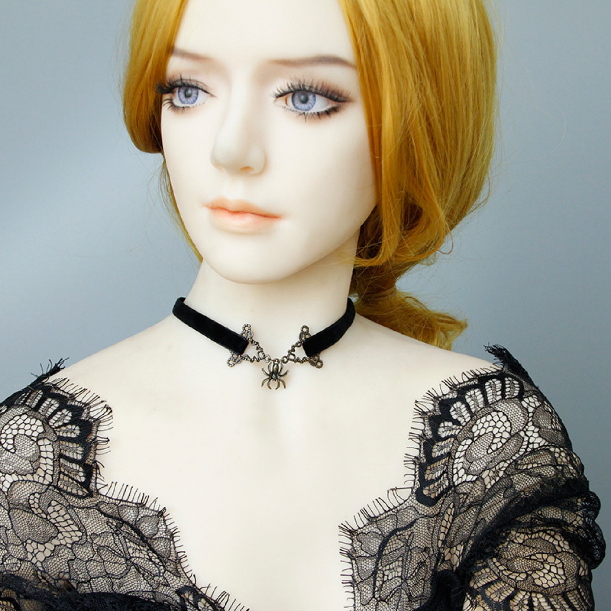 Black Velvet Choker Necklace | Gothic Spider Pendant Y2K Aesthetic Gift for Her | Dark Academia Fairycore Jewelry