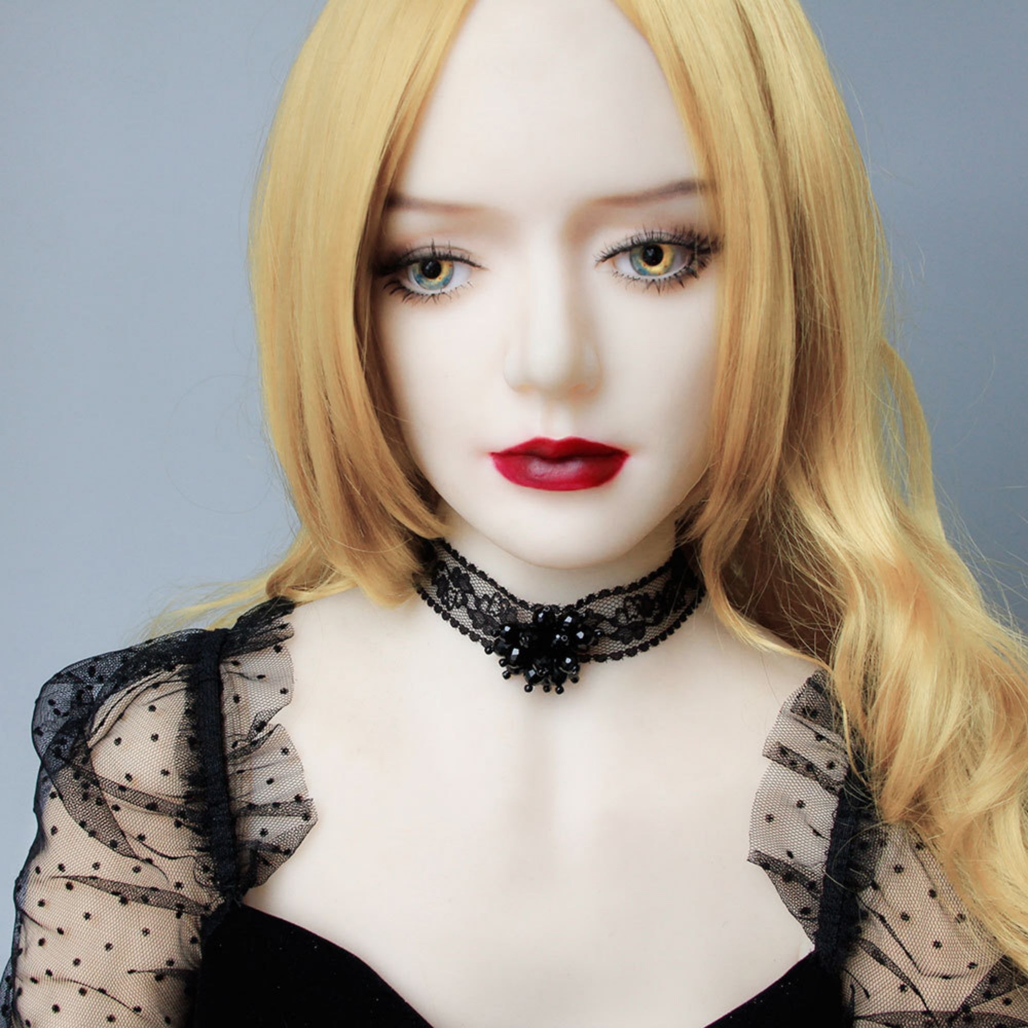 Halloween Black Lace Floral Choker Necklace | Crystal Bead Flower Center Chain Clasp Gothic Vampire Dark Aesthetic Halloween Costume Jewelry Gift