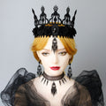 Halloween Black Mesh Choker Necklace | Gothic Spike Fringe Drop Pendant Vampire Dark Queen Halloween Costume Jewelry Gift