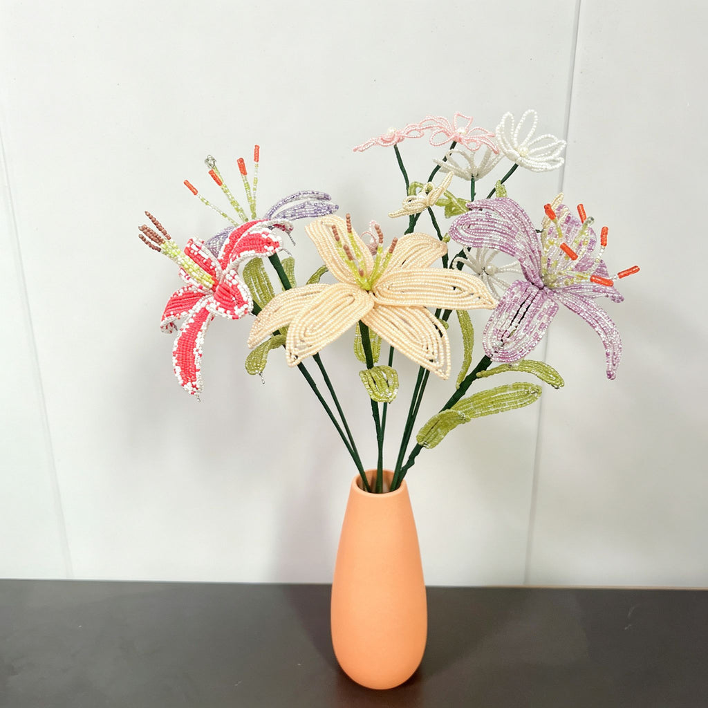 Handmade Deluxe French Beaded Flower Bouquet | Luxury Everlasting Botanical Centerpiece