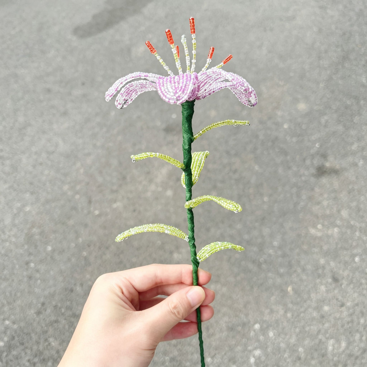 Handmade Beaded Light Purple Lily