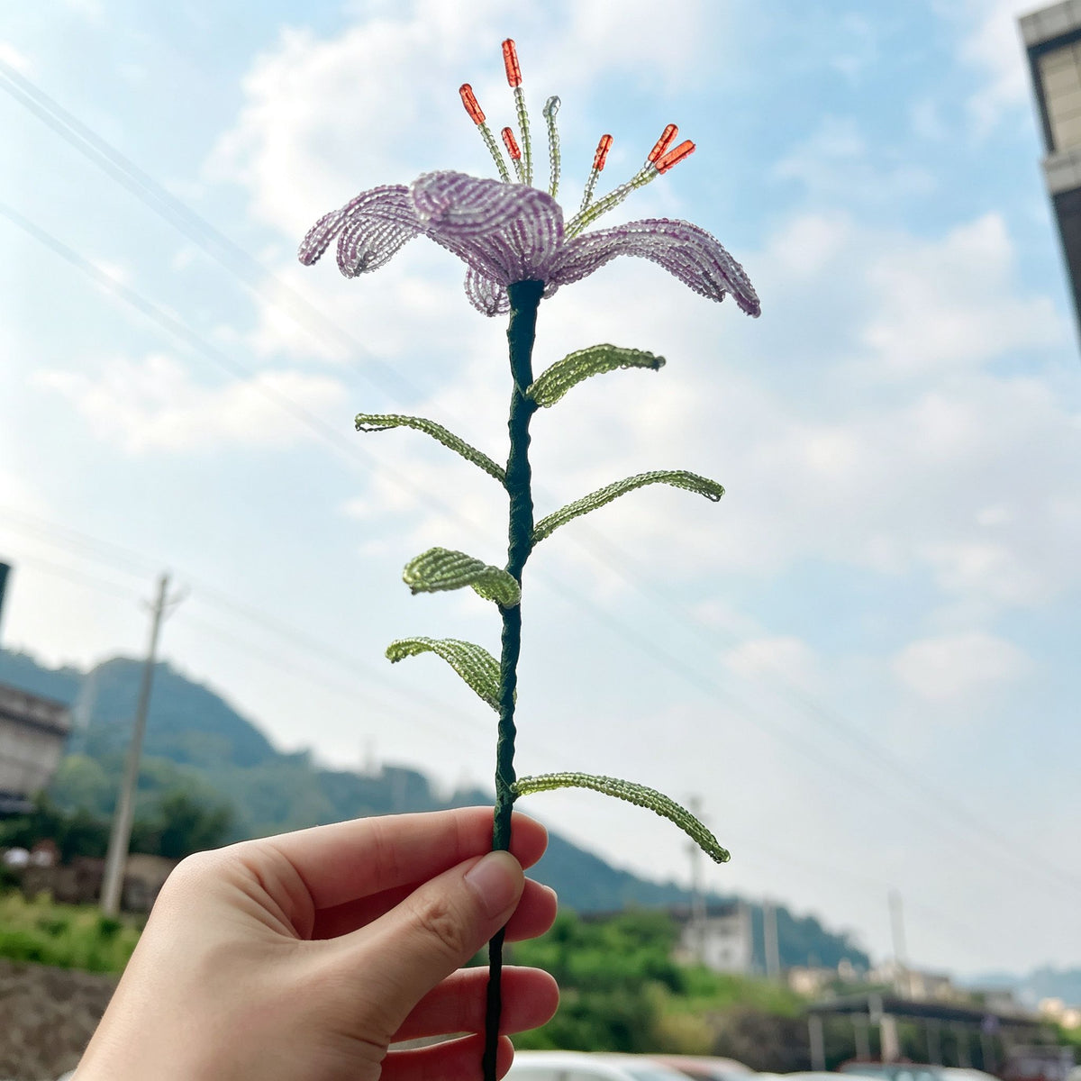 Handmade Beaded Light Purple Lily