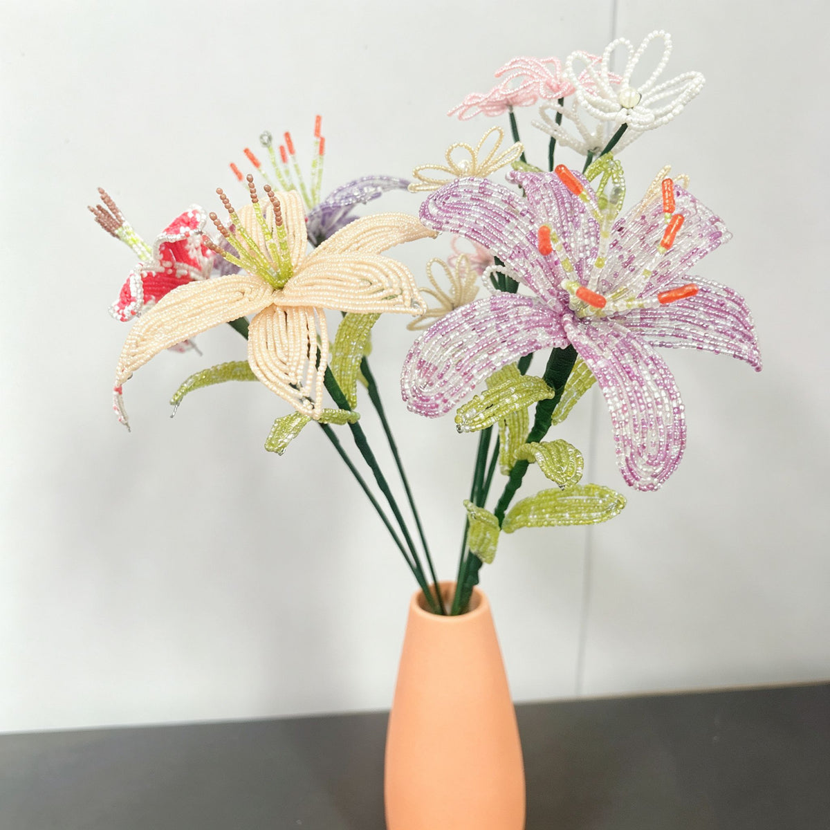 Handmade Deluxe French Beaded Flower Bouquet | Luxury Everlasting Botanical Centerpiece
