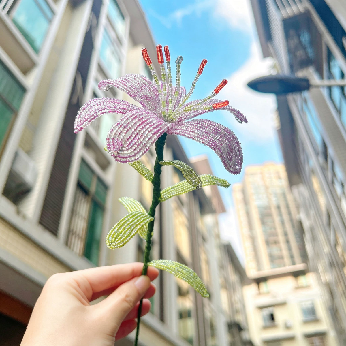 Handmade Beaded Light Purple Lily
