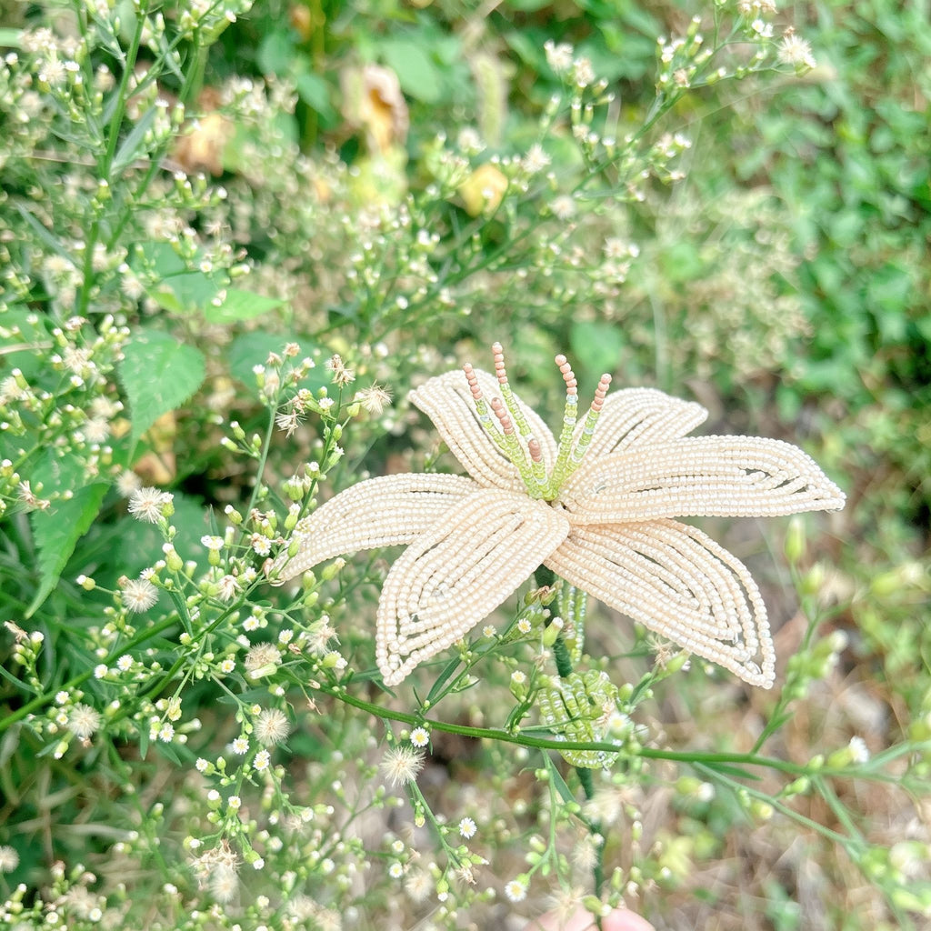 Handmade French Beaded Lily Flower Stem | Luxury Everlasting Floral Decor