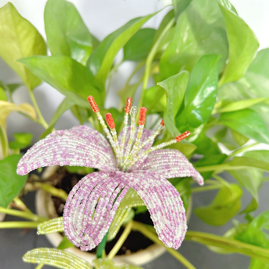 Handmade Beaded Light Purple Lily