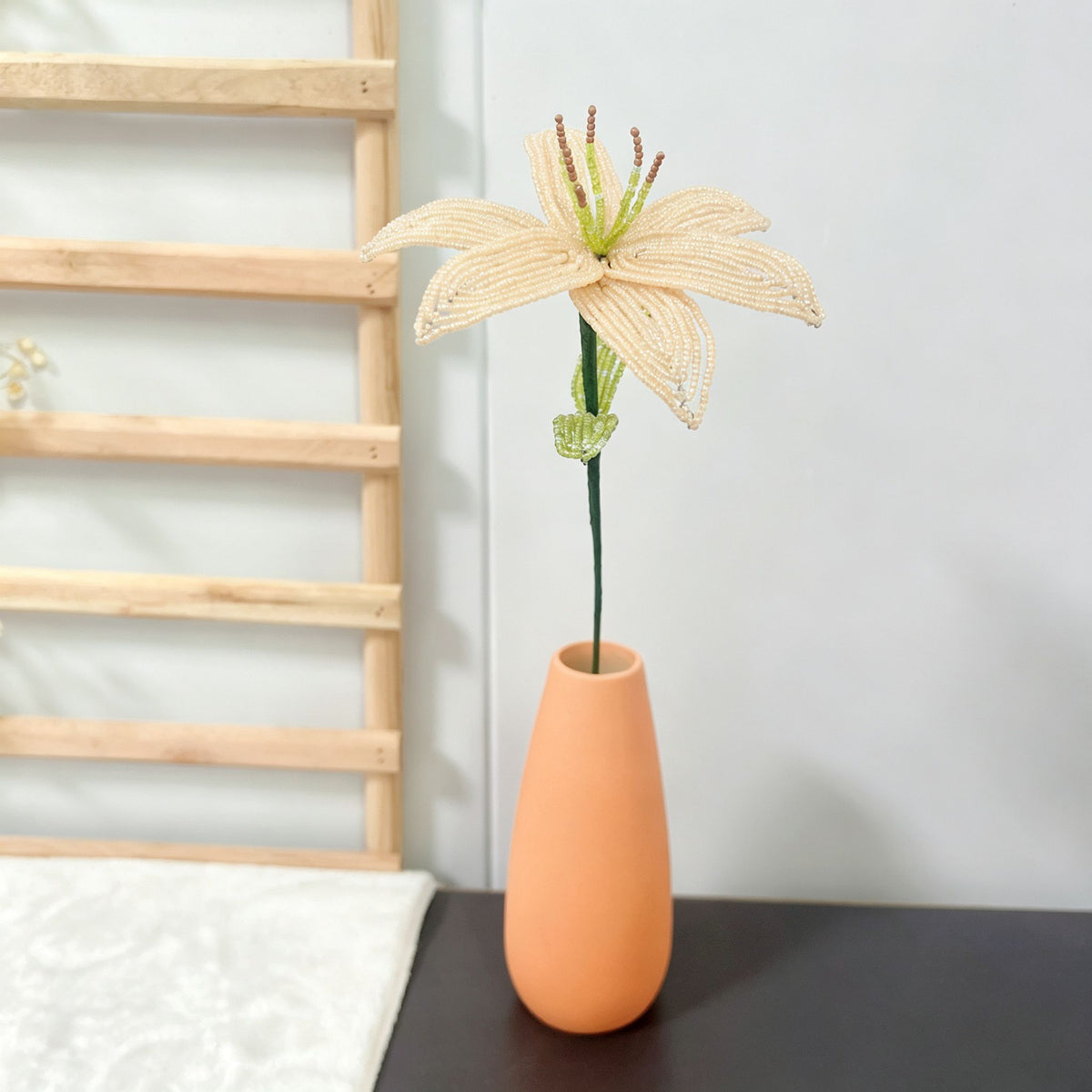 Handmade French Beaded Lily Flower Stem | Luxury Everlasting Floral Decor