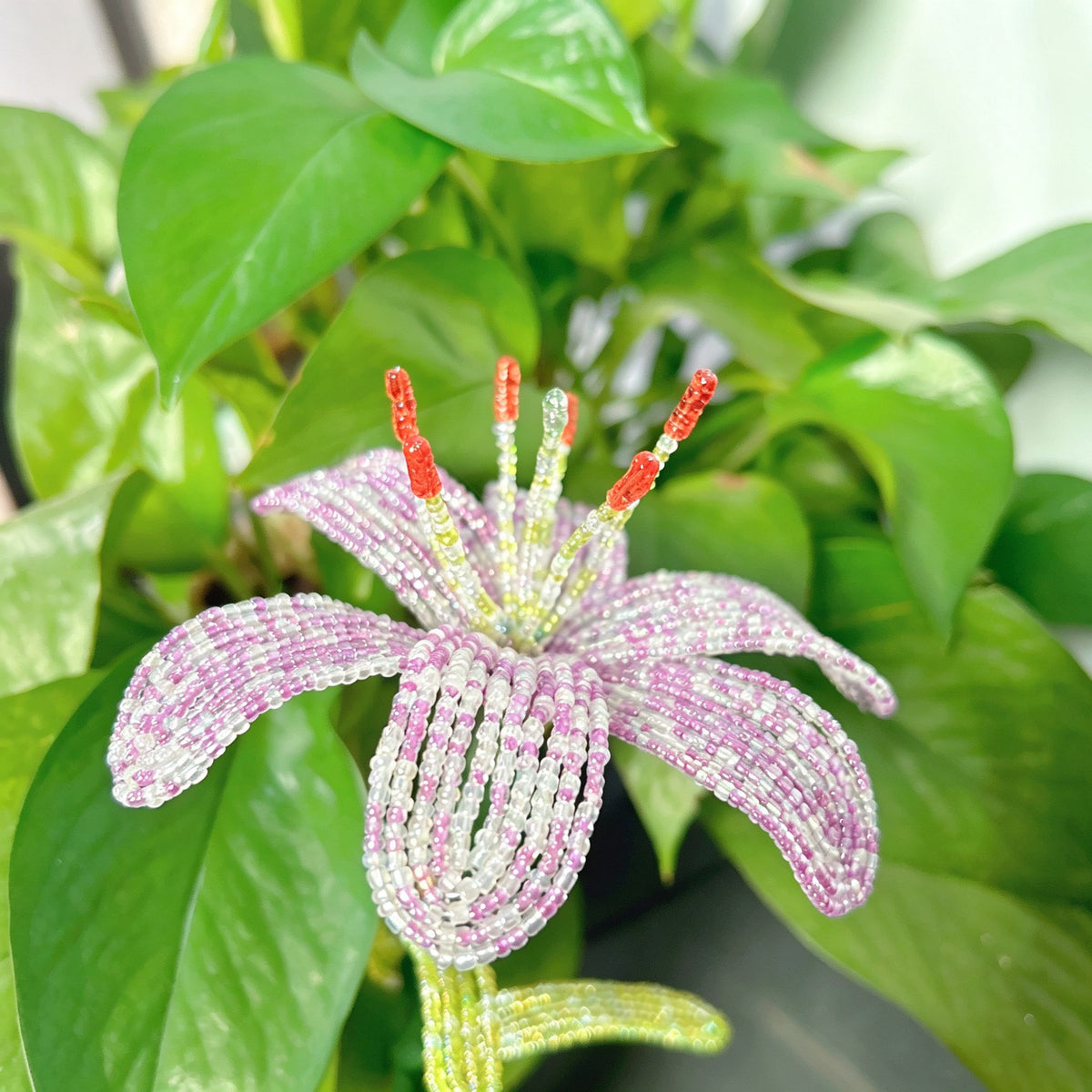 Handmade Beaded Light Purple Lily
