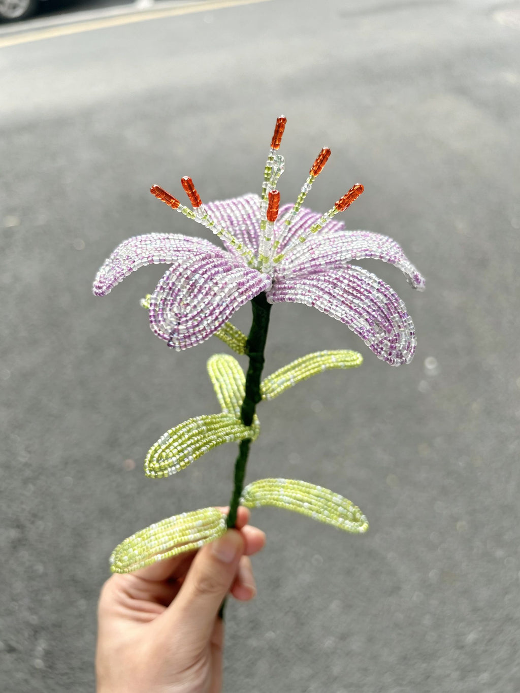 Handmade Beaded Light Purple Lily