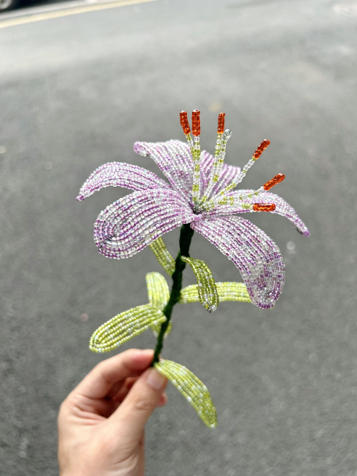 Handmade Beaded Light Purple Lily