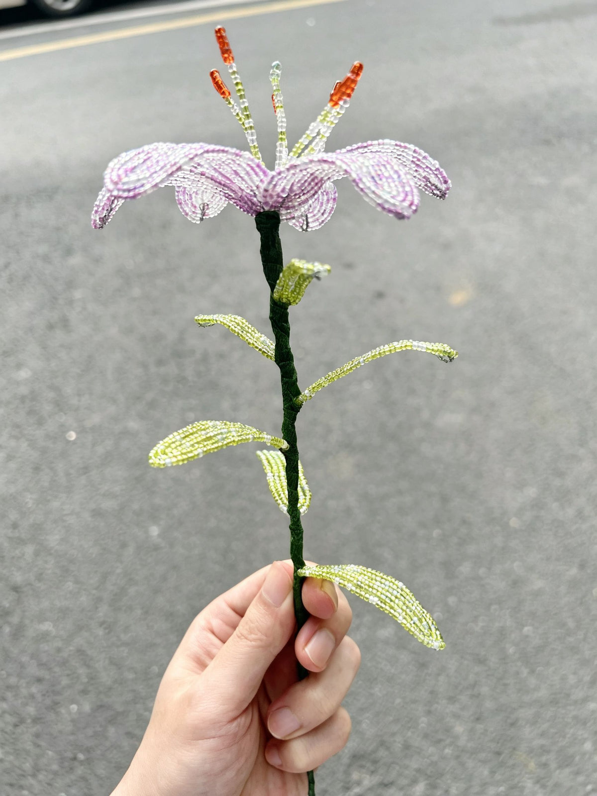 Handmade Beaded Light Purple Lily