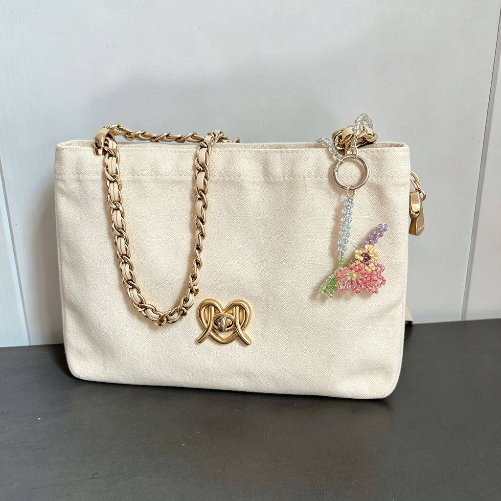 Handmade 3D Colorful Tulip Flower Bouquet Beaded Keychain | Pink Purple Yellow Green Kawaii Bag Charm