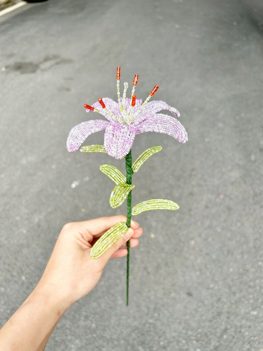 Handmade Beaded Light Purple Lily