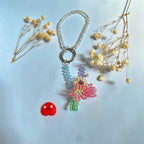 Handmade 3D Colorful Tulip Flower Bouquet Beaded Keychain | Pink Purple Yellow Green Kawaii Bag Charm