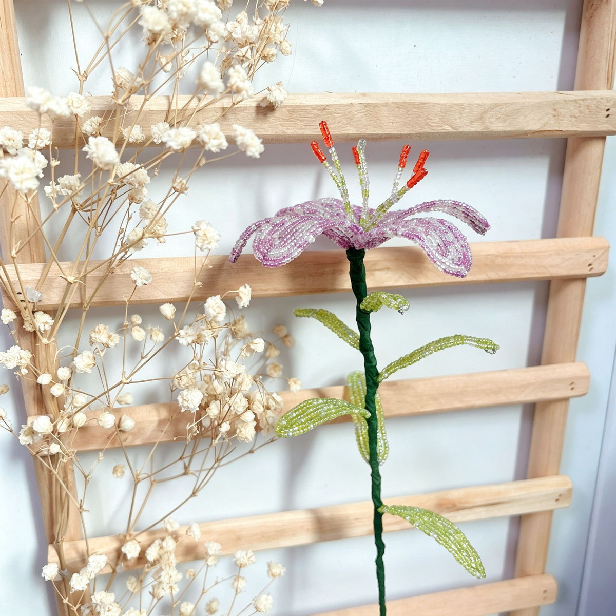Handmade Beaded Light Purple Lily