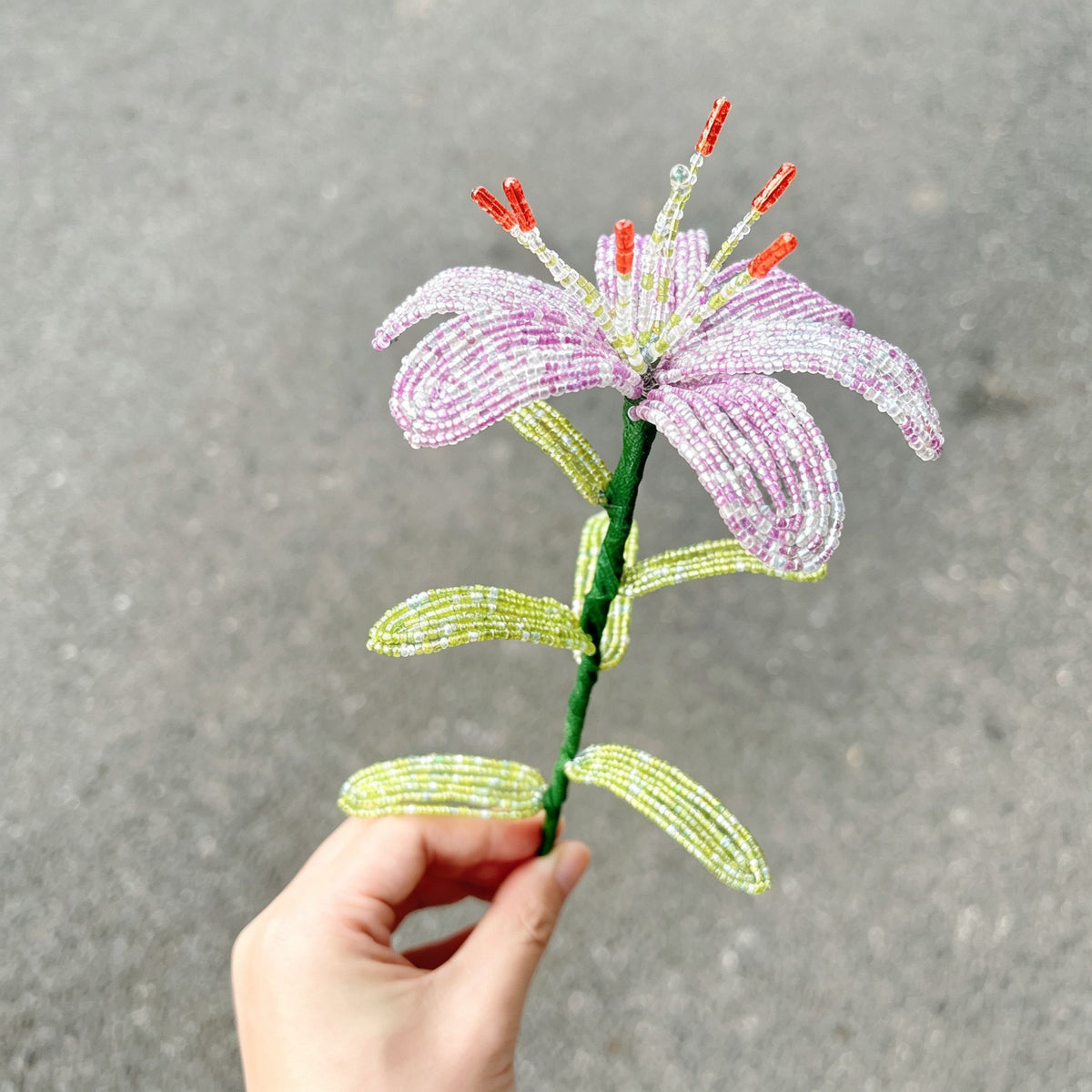 Handmade Beaded Light Purple Lily