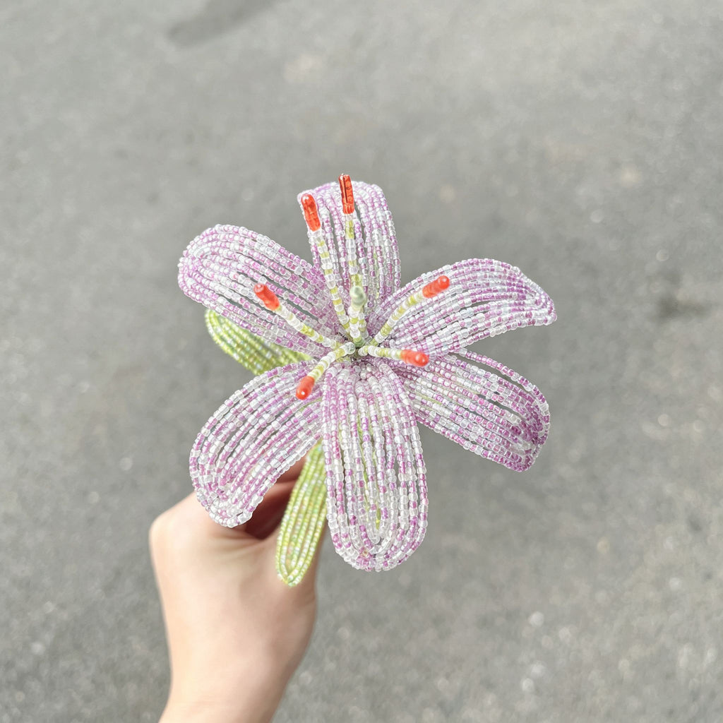 Handmade Beaded Light Purple Lily