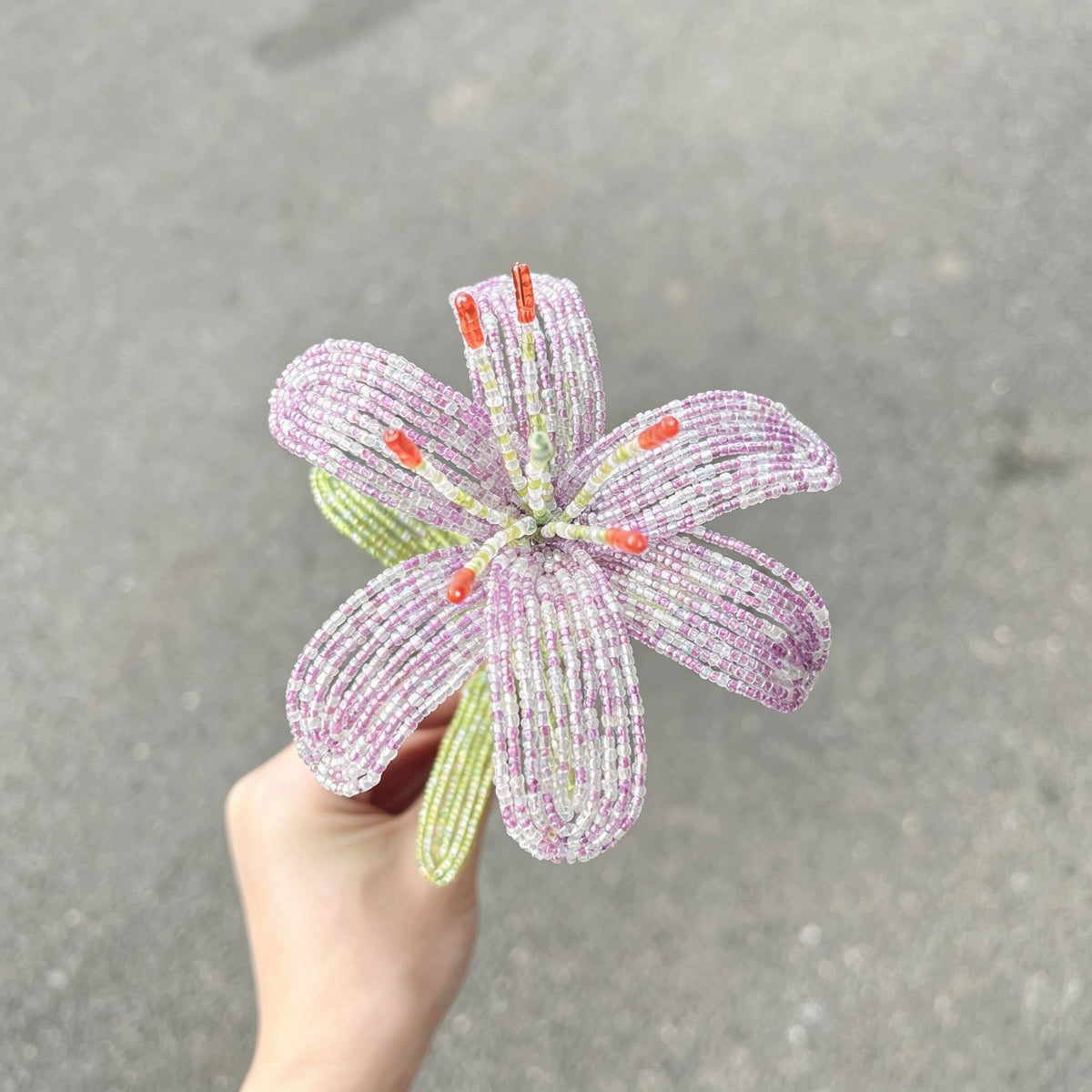 Handmade Beaded Light Purple Lily