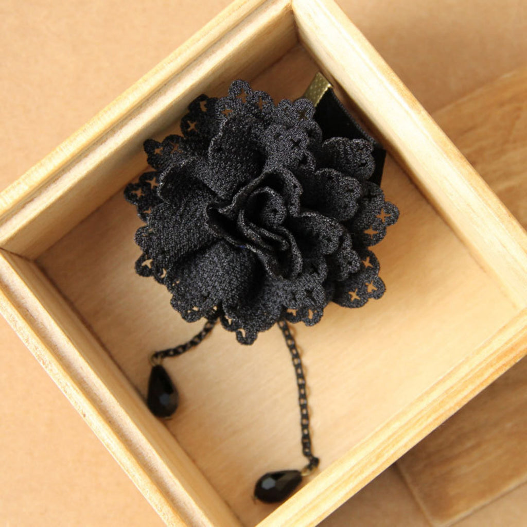 Halloween Black Velvet Wide Choker Necklace | Giant Black Lace Rose Double Crystal Teardrop Drop Gothic Lolita Dark Academia Halloween Costume Jewelry Gift