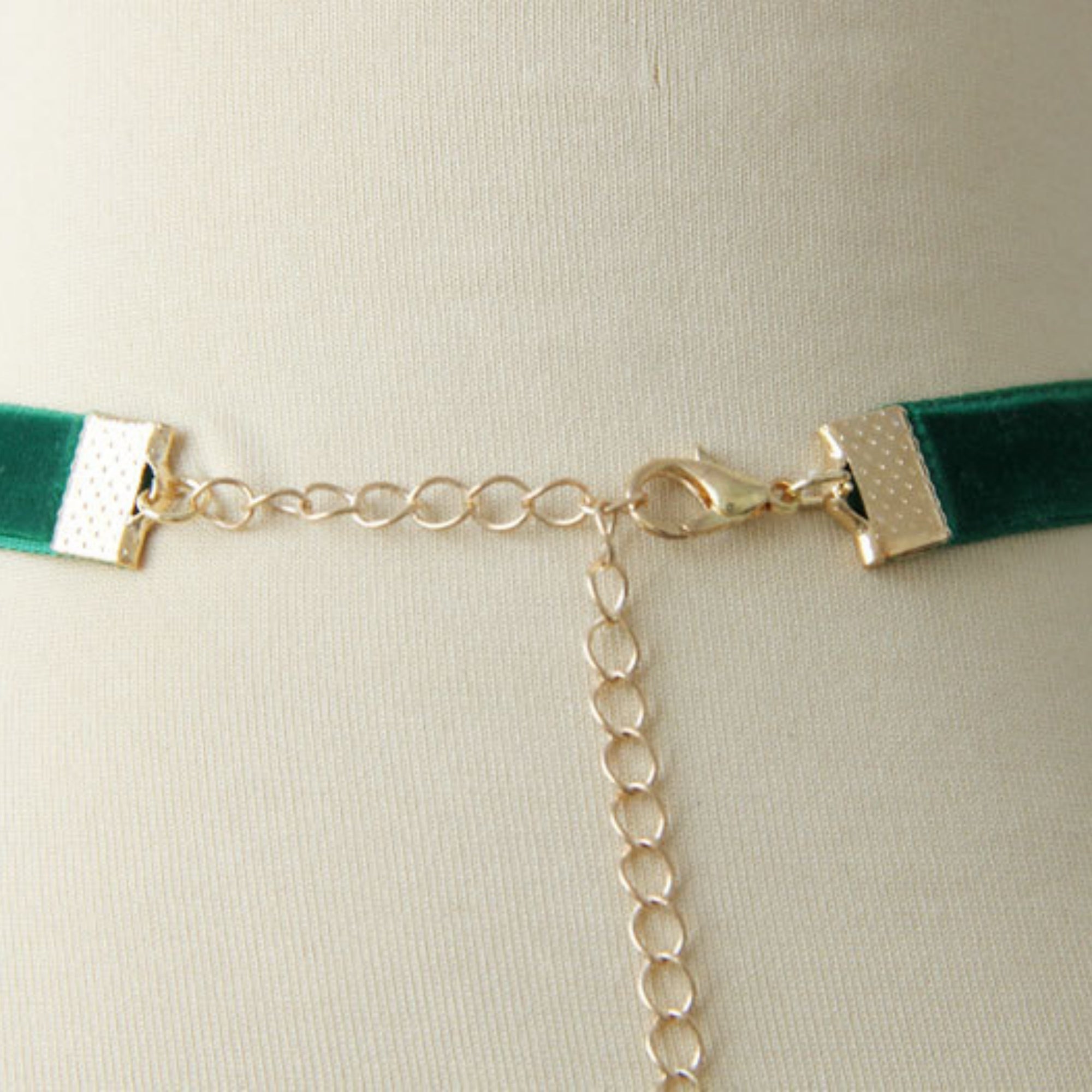 Christmas Green Velvet Choker Necklace | Gold Enamel Christmas Tree Pendant Red Star Holiday Festive Jewelry Gift