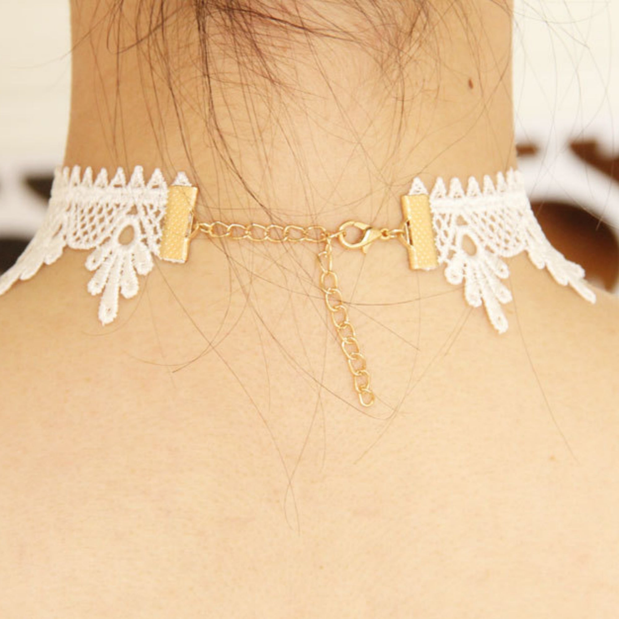 White Lace Starfish Choker Necklace | Mermaid Ocean Fairy Blue Glitter Starfish Pearl Drop Gold Chain Love Charm Beach Aesthetic Jewelry Gift