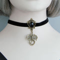 Black Velvet Dragon Choker Necklace | Antique Bronze Flying Dragon Pendant Black Gem Frame Gothic Dragon Queen Dark Fantasy Halloween Costume Jewelry Gift