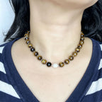 Handmade Tiger Eye Baroque Pearl Statement Necklace | Natural Stone Jewelry