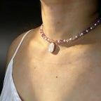 Handmade Amethyst & Citrine Crystal Baroque Pearl Beaded Necklace | Purple Yellow Natural Stone Luxe