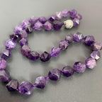 Handmade Deep Purple Amethyst Star-Cut Beaded Choker Necklace | Natural Gemstone Faceted Crystal Collar