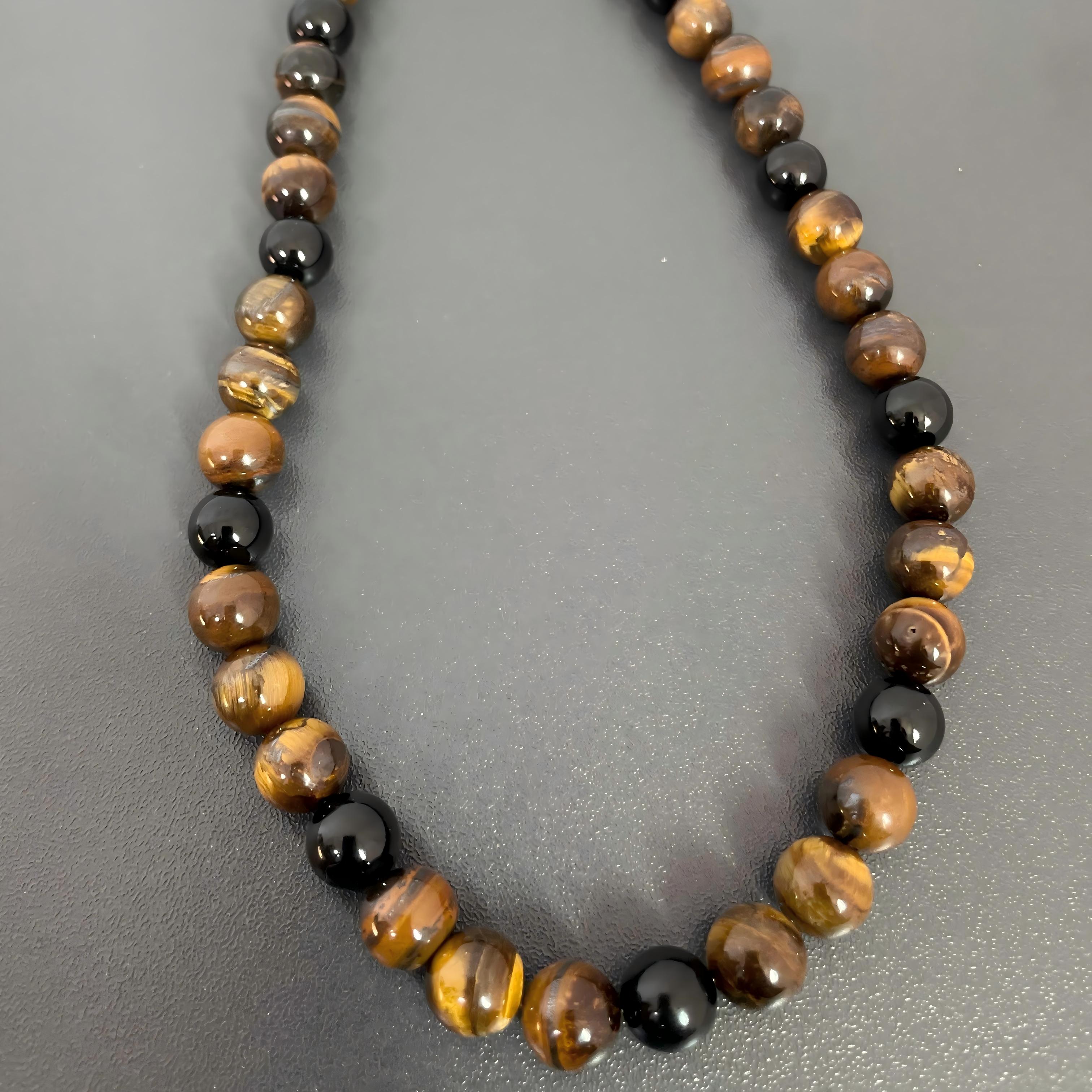 Handmade Tiger Eye Stone Beaded Necklace | Natural Gemstone Choker
