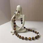 Handmade Tiger Eye Choker Necklace with Baroque Pearl Focal | Silver Spacer Natural Stone