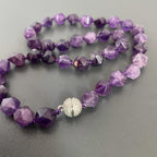 Handmade Deep Purple Amethyst Star-Cut Beaded Choker Necklace | Natural Gemstone Faceted Crystal Collar