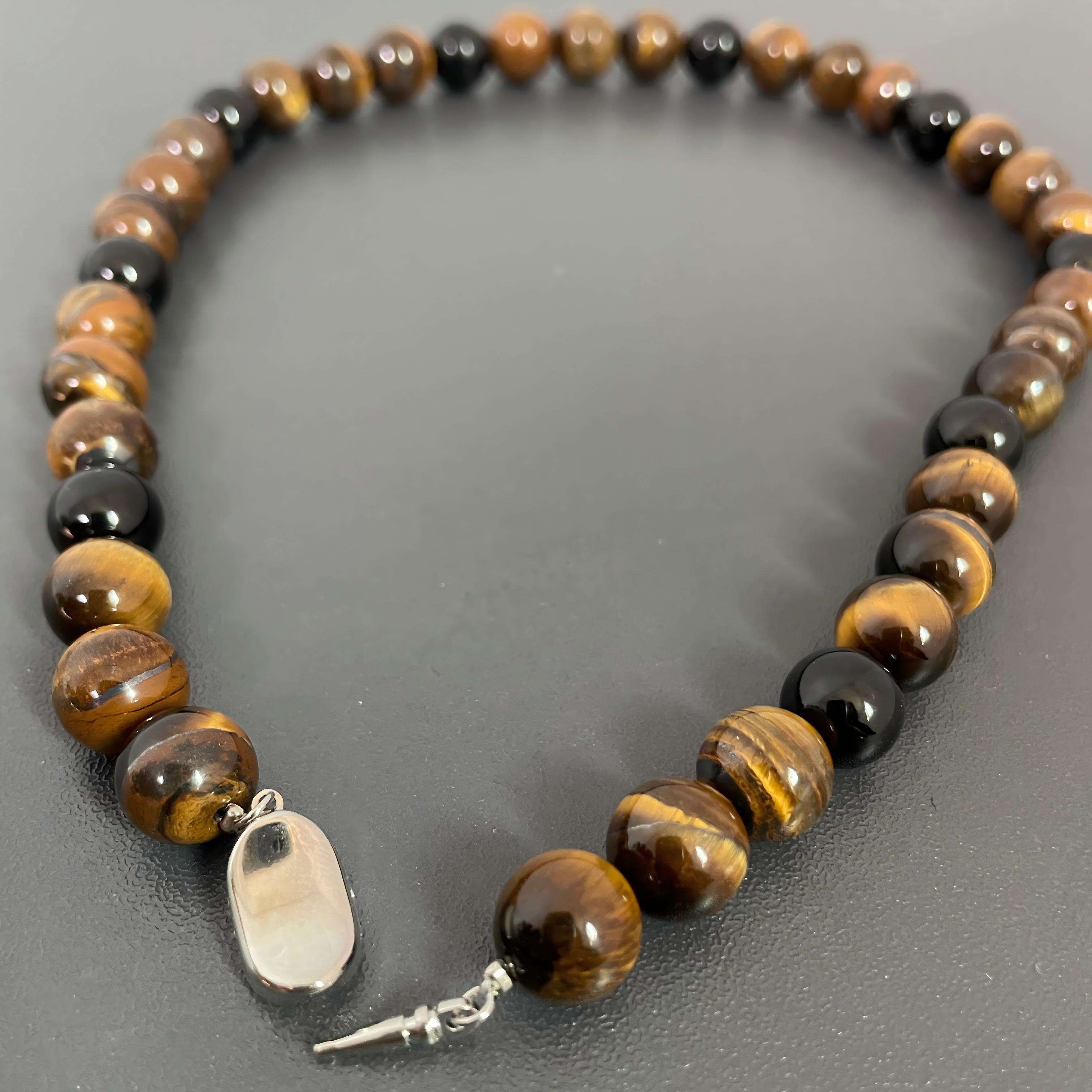 Handmade Tiger Eye Stone Beaded Necklace | Natural Gemstone Choker