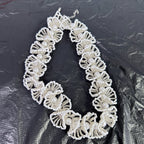 Handmade White & Silver 3D Flower Garland Choker Necklace | Pearl Center Bridal Wedding Statement Collar